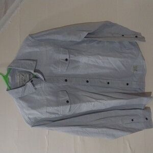 Men's Gray Button-Up Light Blue Shirt